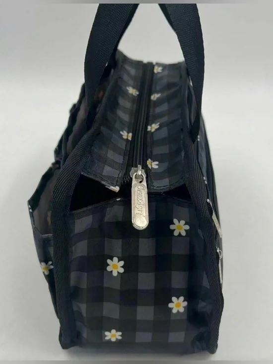 LeSportsac Black & Gray Gingham Daisy Cosmetic Bag - Picture 5 of 11